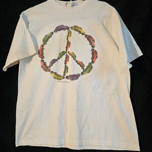 Vtg VW Bug Beetle Peace Sign Shirt Youth Large CoEd Sportswear Inc